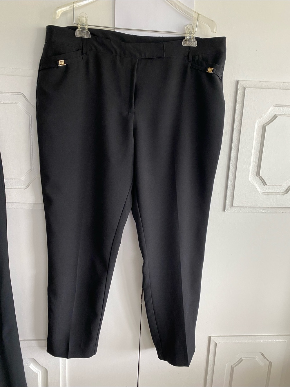 Anne Klein Black Dress Pants with Decorative Accent
